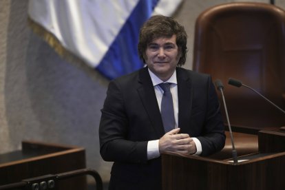 Argentina's President Javier Milei addresses lawmakers in the Knesset
