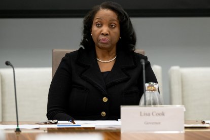 Lisa Cook, member of the Board of Governors of the US Federal Reserve, attends a Federal Reserve Board open meeting discussing proposed revisions to the board's supplementary leverage ratio standards at the Federal Reserve Board building in Washington, DC, on June 25, 2025. (Photo by SAUL LOEB / AFP)