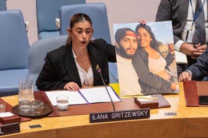 Ilana Gritzewsky, former Hamas hostage, addresses the United Nations Security Council