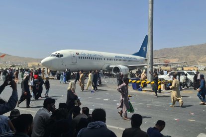Aeropuerto de Kabul durante la evacuación de Afganistán el 16 de agosto de 2021