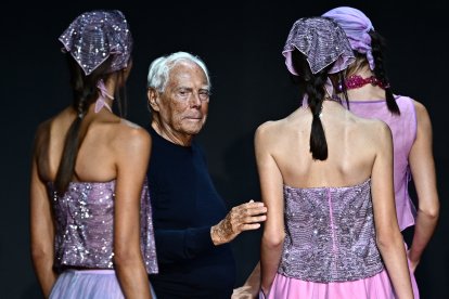 Giorgio Armani, durante la Milan Fashion Week 2023