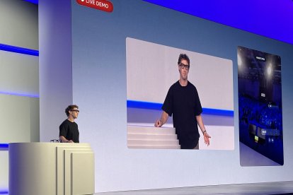 El director ejecutivo de Meta, Mark Zuckerberg, habla mientras presenta las nuevas gafas Meta Ray-Ban Display en la conferencia Meta Connect 2025 celebrada en Menlo Park, California, el 17 de septiembre de 2025.