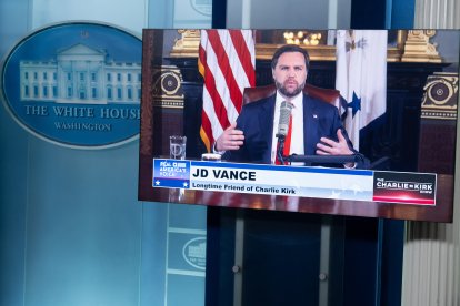 US Vice President JD Vance hosts a podcast episode of The Charlie Kirk Show