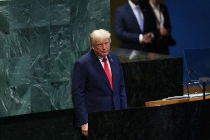 Donald Trump tras concluir su discurso ante la Asamblea General