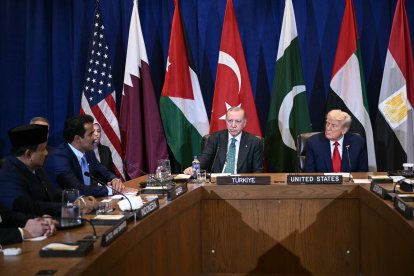 President Donald Trump during his meeting with Muslim leaders at the UN
