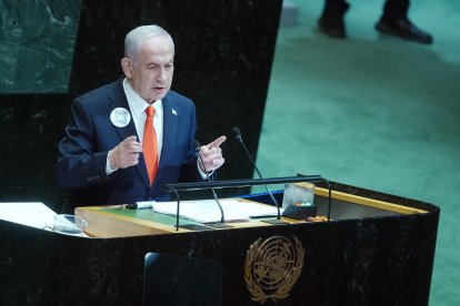 Israeli Prime Minister Benjamin Netanyahu addresses the United Nations General Assembly