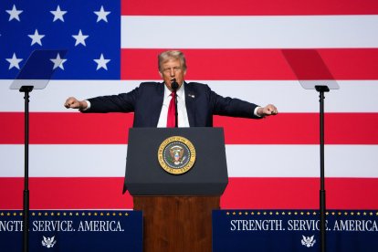El presidente Donald Trump en un discurso