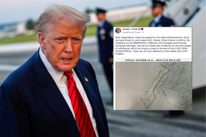 Trump escucha a los reporteros en una imagen de archivo