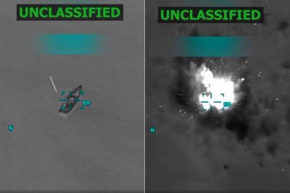 Narcolancha destruida por EEUU frente a Venezuela. 14 de octubre de 2025