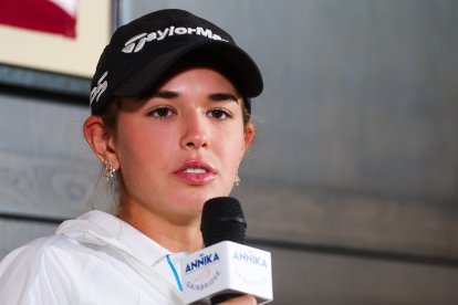 Kai Trump, durante la rueda de prensa previa a su debut en el LPGA Tour