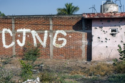 Pintada del Cartel Jalisco Nueva Generación. Imagen de archivo