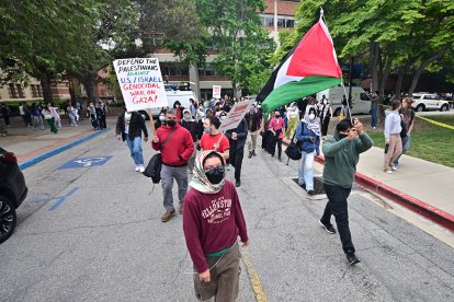 Pro-Palestinian students protest at the UCLA campus