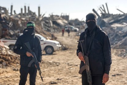 Palestinian Hamas militants in the Jabalia refugee camp