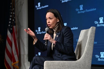 María Corina Machado habla en la sede de la Heritage Foundation