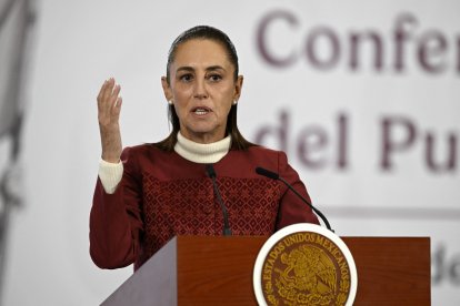 Claudia Sheinbaum durante una conferencia de prensa/ Alfredo Estrella