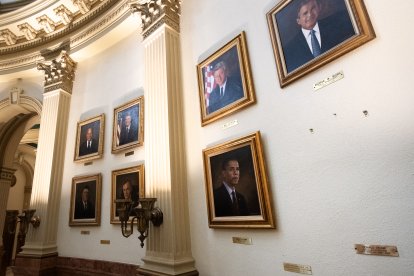 A blank space and a small plaque bearing the name of US President Donald Trump are all that remain on a wall in the Presidential Portrait Gallery where a portrait of Trump once hung at the Colorado Capitol in Denver, Colorado on March 25, 2025. Colorado state removed a portrait of Donald Trump from public display after the US president complained that it was deliberately unflattering.
"Nobody likes a bad picture or painting of themselves, but the one in Colorado, in the State Capitol, put up by the Governor, along with all other Presidents, was purposefully distorted," Trump said in a post on his Truth Social platform.