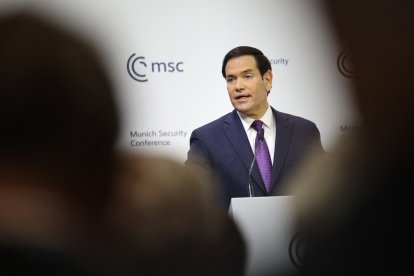 US Secretary of State Marco Rubio speaks during the 62nd Munich Security Conference (MSC)