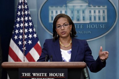 Susan Rice, habla durante la conferencia de prensa diaria en la Casa Blanca en Washington, DC, el 24 de agosto de 2022.