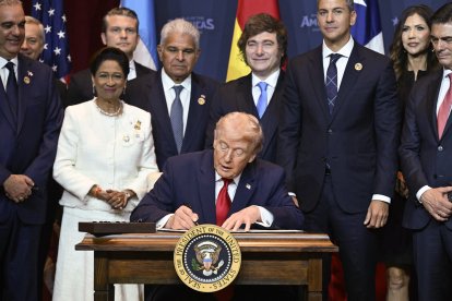 Donald Trump, durante la cumbre Escudo de las Américas