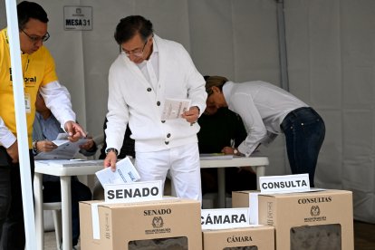 El presidente de Colombia, Gustavo Petro, durante las elecciones legislativas