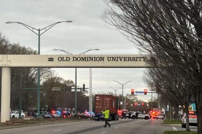 Police cordon off the Old Dominion University campus following the shooting on March 12, 2026