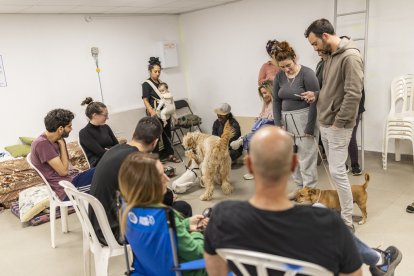 Varias personas esperan en un refugio antibombas durante una alerta de sirena