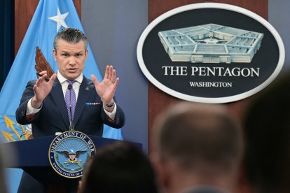 Pete Hegseth, durante una rueda de prensa. Marzo de 2026