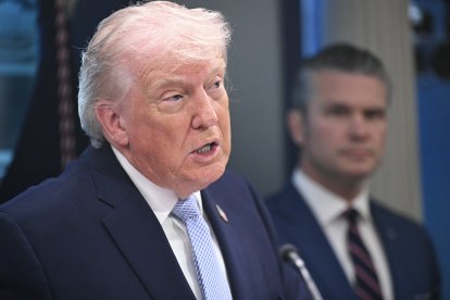 El presidente Donald Trump hablando sobre el conflicto en Irán, el pasado 6 de abril.