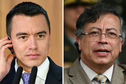 Combo de fotografías: presidentes de Colombia y Ecuador
