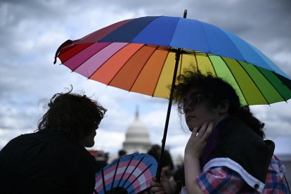 Personas asisten a una manifestación por el Día de la Visibilidad Trans en Washington