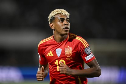Lamine Yamal, durante un juego con España. Septiembre de 2025