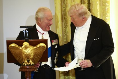 Donald Trump y el rey Carlos III durante la cena de Estado