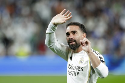 Dani Carvajal, futbolista del Real Madrid, tras un juego
