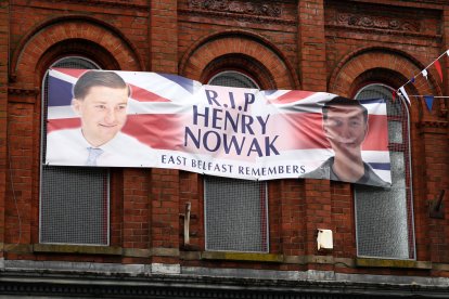 A poster in remembrance of stabbing victim Henry Nowak