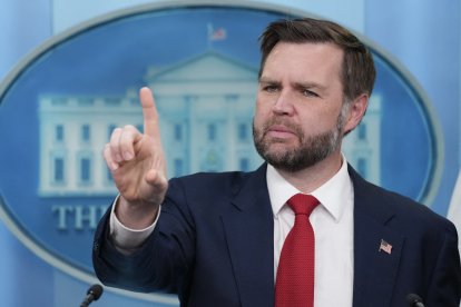 US Vice President JD Vance speaks during a press briefing in the Brady Briefing Room of the White House in Washington, DC, on June 18, 2026. (Photo by Ken Cedeno / AFP)