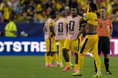 Gonzalo Plata, reacciona al final del partido de fútbol del Grupo E del Mundial 2026 entre Ecuador y Curazao