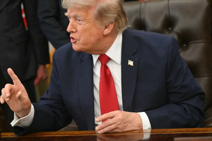 El presidente Trump en la Oficina Oval este 13 de julio de 2026.