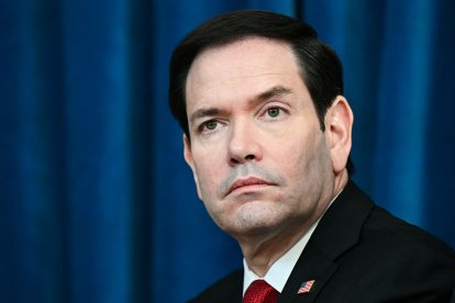 US Secretary of State Marco Rubio attends a bilateral meeting between US President and Qatar's Emir on the sidelines of the G7 summit, in Evian, eastern France, on June 16, 2026. A G7 summit is set to take place June 15 to 17 in the French town of Evian-les-Bains near Switzerland and it will be attended by country leaders as well as the EU's foreign policy chief and ministers from Brazil, Canada, the United Arab Emirates and Turkey. (Photo by Mandel NGAN / AFP)