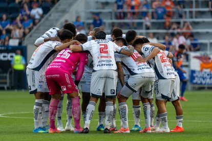Se ve a los jugadores del Pachuca durante el partido de fútbol de la Leagues Cup entre el FC Cincinnati y el C.F. Pachuca, disputado en el TQL Stadium de Cincinnati, Ohio, el 4 de agosto de 2026. El Cincinnati venció al Pachuca por 3-1.