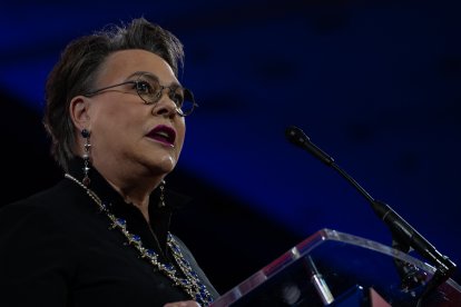 Harriet Hageman en un evento de CPAC/ Zach D Roberts