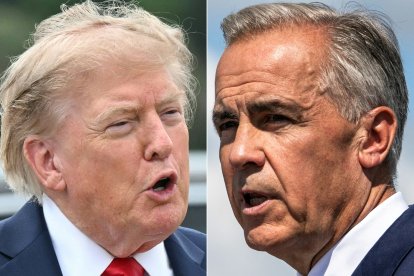 El presidente Donald Trump y el primer ministro canadiense Mark Carney