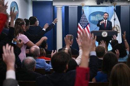 JD Vance durante la rueda de prensa de este jueves 3 de septiembre.