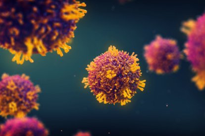 Virus del sarampión, ilustración.