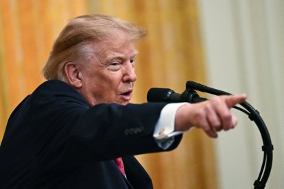 El presidente Donald Trump pronuncia un discurso durante un acto de celebración del Mes de la Herencia Hispana, este 30 de septiembre.