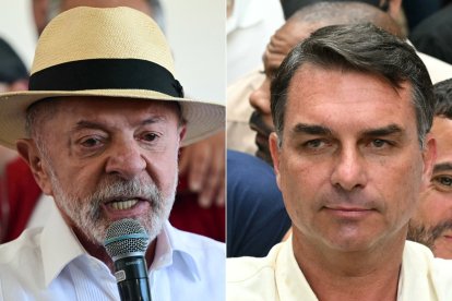 Una imagen editada de Lula da Silva y Flavio Bolsonaro