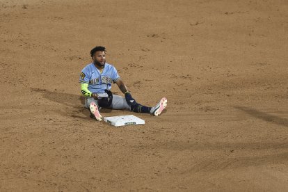 Jackson Chourio #11 of the Milwaukee Brewers reacts after a double play during the eighth inning against the Athletics at Las Vegas Ballpark in Las Vegas, Nevada, on June 8, 2026. The game marks the first Major League Baseball regular-season game in Las Vegas since 1996. The Athletics are scheduled to move into a new stadium located on the Las Vegas Strip in 2028.