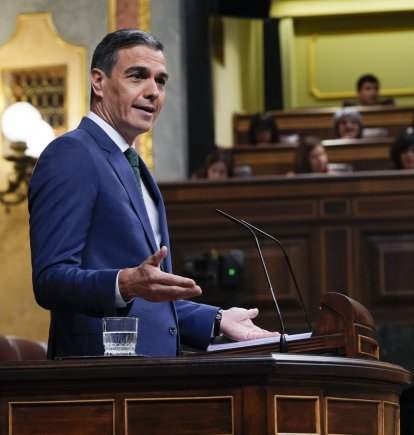 El presidente del Gobierno de España, Pedro Sánchez, en el Congreso