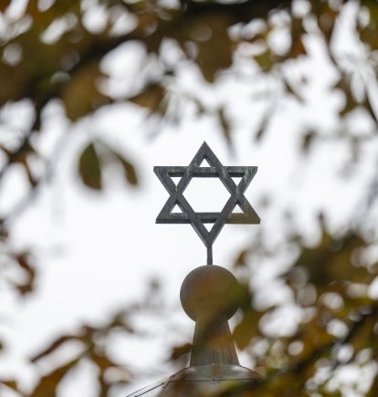 A Star of David is seen on a tower of the synagogue (Files)