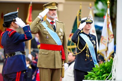 King Felipe VI and Princess Leonor attend the Military Parade during Hispanic Heritage Day in Madrid.