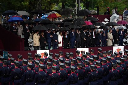 The parade was marked by rain.